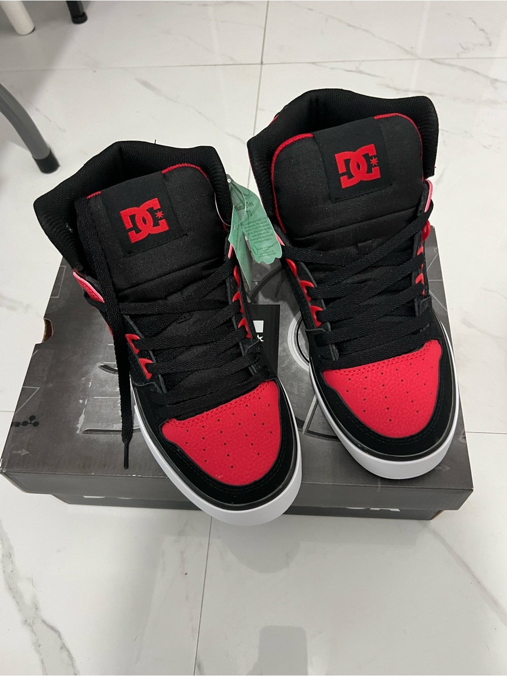 DC Kids Black and Red High-Top Skate Shoes